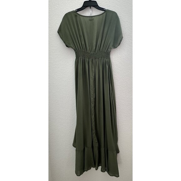 Victoria's Secret LASCANA Green Ruffled Trim Wrap Maxi Dress Cover-Up‎ 6 Beachy - Picture 2 of 13